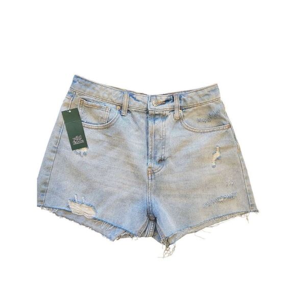 NWT Wild Fable Shorts Women's 6 Blue Denim Super High Rise Cutoff Raw Hem - Picture 1 of 4